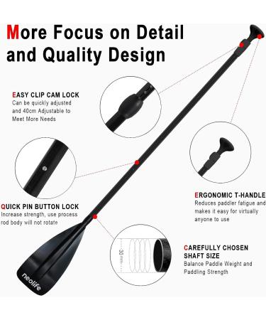 WONITAGO SUP Paddleboard Paddles - Aluminum Shaft, Nylon Blade, Adjustable 180-220 cm - Black - Buy Online on GoSupps.com