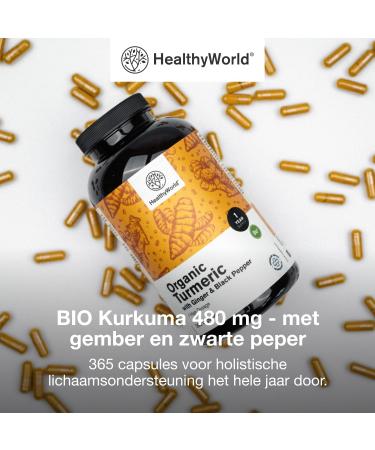 Be Healthy Group doo BIO Turmeric 480 mg with Ginger and Black Pepper 365 Capsules 1 year supply Combination of Natural Ingredients To Support the Immune System and the Whole Body - Buy Online on GoSupps.com