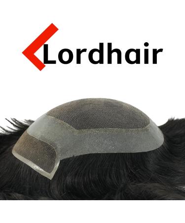 Lordhair Human Hair Toupee for Men Natural Hairline French Lace Front with Skin Perimeter Men's Hair System Off Black 1B# 6x8 inch - Buy Online on GoSupps.com