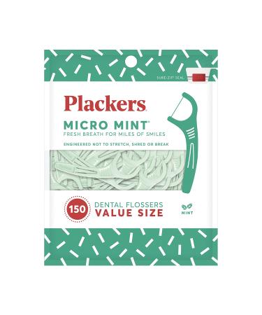 Plackers Micro Mint Dental Flossers Value Size Mint 150 Count