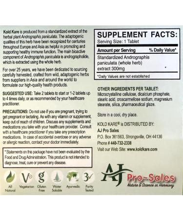 Kold Kare Daily Immune Health Function 80 Count - Effective Against Cold Sinus Allergy Symptoms | Non-Habit Forming | No Side Effects - Buy Online on GoSupps.com