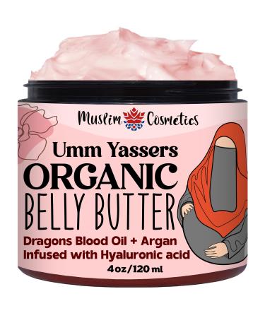ORGANIC Belly Butter | Hyaluronic acid | Rose + Frankincense + Myrrh & Neroli essential oils | Natural Tummy cream || Made in Canada - Muslim Cosmetics - Umm Yassers (4oz (120ml))