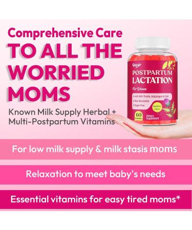Lactation Supplement Postpartum Lactation Support Gummies with Milk Thistle Ashwagandha Omega-3 As Breast Milk Supply Booster for Brestfeeding Recovery Hair Growth Sugar Free Vegan 60 Count - Buy Online on GoSupps.com