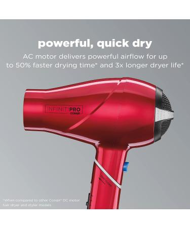 INFINITIPRO BY CONAIR Travel Hair Dryer 1875W Compact Foldable & Perfect for International Travel | Red 2 Piece Set - Buy Online on GoSupps.com
