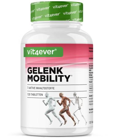 Joint mobility tablets - high dose with 7 active ingredients: glucosamine + chondroitin + MSM + hyaluronic acid + collagen + vitamin C + black pepper extract - 120 pieces