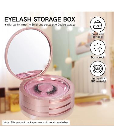 Buqikma 3-Layer Circle Eyelash Box with Mirror - Rose Gold Empty Lash Storage Case Organizer for Travel - Cosmetic Lash Holder Included - Buy Online on GoSupps.com
