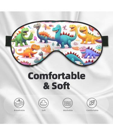 Buy Colorful Cartoon Dinosaur Print Eye Mask - Adjustable Light Blocking Sleep Mask for Adults - Perfect for Deep Rest Unisex Design - Buy Online on GoSupps.com