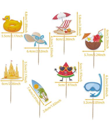 Mulukaya 32Pcs Summer Beach Themed Cupcake Toppers Sun Hat Surfboard Watermelon Goggles Treat Cake Picks for Pool Beach Birthday Hawaii Wedding Graduation Travel Party Decorations - Buy Online on GoSupps.com