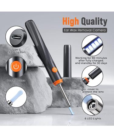 Ear Cleaner with Camera and Light | Ear Wax Removal Kit with 8 Pcs Ear Set | Otoscope for iPad, iPhone, Android | Black - Buy Online on GoSupps.com