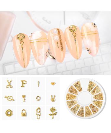 Gold Nail Charms Set - 6 Boxes Metal Studs for Acrylic Nails | Various Designs for Nail Art Decorations | Flowers, Shells, Stars, Moons, Beaches | Thin Flakes Kit - Buy Online on GoSupps.com
