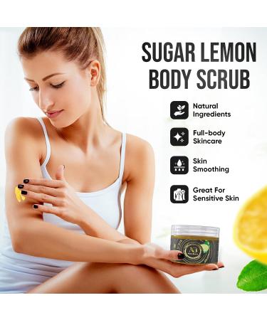 Amira Beauty Lemon Sugar Scrub 14oz - Moisturizing Exfoliating Cleanser for Acne, Cellulite, Dead Skin, Scars & Wrinkles - Restores Elasticity & Hydration - Buy Online on GoSupps.com