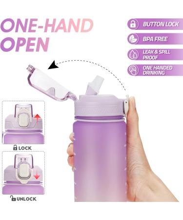 YC Kitchen 1L BPA-Free Water Bottle - Safe Spout Sports Drink Bottle for Fitness Children & Outdoor Activities - Purple/Pink Gradient - Buy Online on GoSupps.com