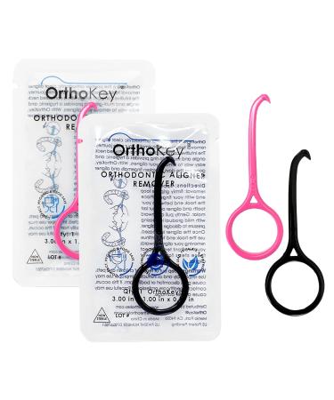 OrthoKey Clear Aligner Removal Tool for Teeth Grabber Remover Tool for Invisible Removable Braces & Retainers Fits Into a Dental Carrying or Aligner Case Cleaner Small Size Pink and Black