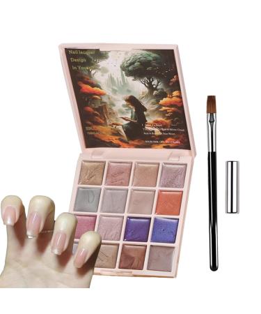 Creamy Cat Eye Gel Palette - 16 Colors Solid Nail Kit for Stylish Nails Compact Manicure Set | Pudding Gel Paint for Girls and Femm
