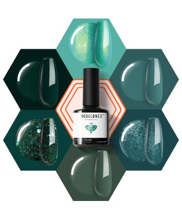 modelones Gel Nail Polish Glitter Green - 6 Pcs Glitter Green Sparkle Gel Polish Kit Soak Off Nail Lamp Avocado Dark Green Nail Gel Nail Kit Nail Art Design Gifts for Women BLINKING BRILLIANT - Buy Online on GoSupps.com