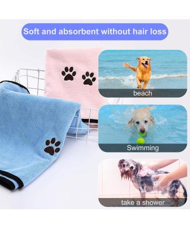 KSvaye 2-Pack Extra Absorbent Microfiber Dog Towels - Quick-Drying Pet Bath Towels (90x50 cm) for Dogs & Cats - Soft Blue & Pink - Buy Online on GoSupps.com