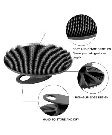 Soft Silicone Body Scrubber - Handheld Exfoliating Shower Brush for All Skin Types (Black) - Buy Online on GoSupps.com
