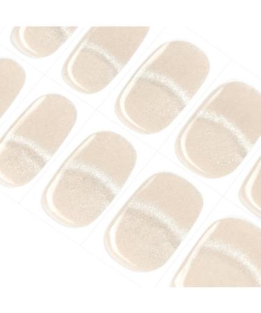 Danni & Toni Half Hardened Gel Nail Films - Crystal Haze Light Pink Nude Cat Eye Glossy Stickers | Semi-Hardened Nail Wraps | 28 Pack Nail Design Tickers - Buy Online on GoSupps.com