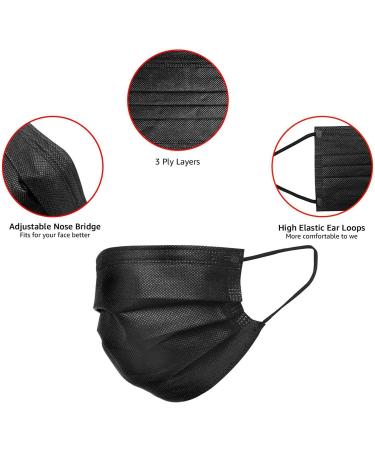 100 Pack Kids Black Disposable Face Masks - 3 Ply Individually Wrapped Non-Woven Masks for Boys and Girls - Buy Online on GoSupps.com