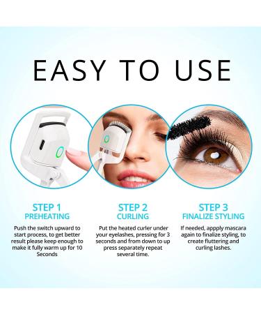 USB Electric Heated Eyelash Curler Heated Eyelash Curler Professional Eyelash Curler Electric Eyelash Curler Heated Eyelash Curler eyelash curler for beautifully curled eyelashes(White pearl) - Buy Online on GoSupps.com