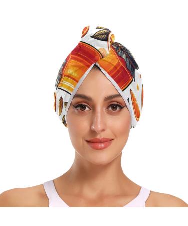 A Bright Orange Jam in Jars Hair Towel 2 Pack Super Absorbent Hair Drying Towel Quick Dry Hair Turbans Head Towel with Button Twisty Wrap for Women Girls