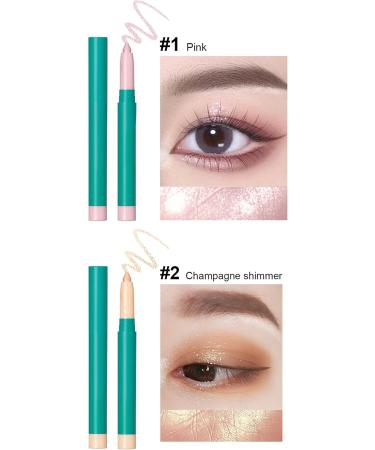 Jutqut Glitter Eyeshadow Stick 2PCS Set Pink Beige Eyeliner Pencil Shimmer Waterproof Long Lasting Eye Shadow Cream Highlighter Korean Makeup Crayon Highly Pigmented Eyeshadow Pencil For Women #01+#02 - Buy Online on GoSupps.com