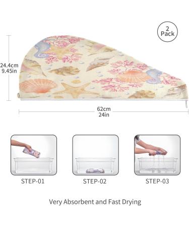 Vintage Seahorse Dry Hair Cap & Quick Dry Towel Set - Super Absorbent Soft Comfort | 2-Piece Headband Included - Buy Online on GoSupps.com