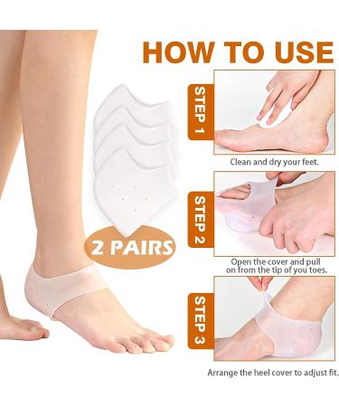 Silicone Gel Heel Cups for Plantar Fasciitis and Heel Pain Relief - 2 White Heel Protectors for Men & Women - Buy Online on GoSupps.com