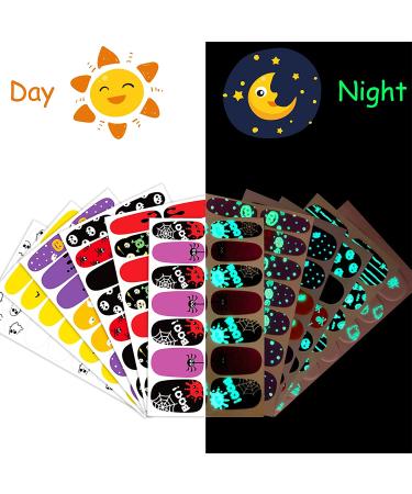 TailaiMei Halloween Glow in the Dark Nail Wraps - 12 Sheets Fluorescent Polish Stickers with Nail Files for DIY Nail Art Decals (Dark Style) - Buy Online on GoSupps.com