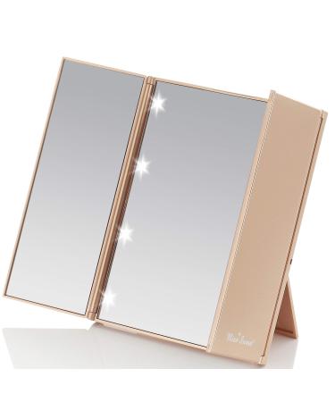 Miss Sweet Compact Mirror Tri-fold Mirror Travel Mirror Around 6inch (Gold)