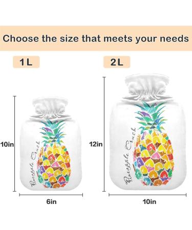 Naanle Colorful Pineapple Watercolor Heat Bottle | 2L Large Warm-Up Bag for Pain Relief & Therapy - Bed Hands Feet - Transparent Design - Buy Online on GoSupps.com