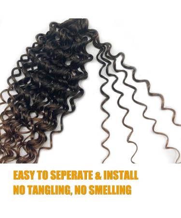 Gogo Curl 14 Inch 8 Packs Ombre Dark Brown Curly Crochet Hair for Black Women - Wavy Beach Curls Synthetic Braiding Extensions - Buy Online on GoSupps.com