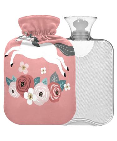 Naanle flower horse unicorn heat bottle with cover transparent bag hot water bottle 1l warm steadel for bed hand feet warmer pain relief heat and cold therapy