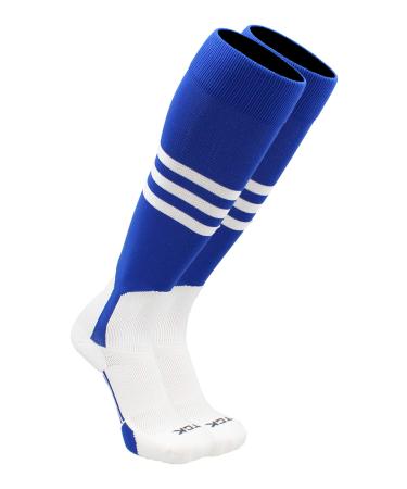 TCK Baseball Stirrup Socks with Stripes Royal/White Large
