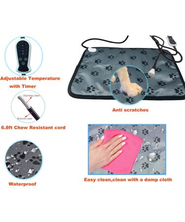 Adjustable Pet Heating Pad for Dogs and Cats | Electric Heated Bed with Timer | Chew Proof and Easy to Clean | 34X21 inch - Buy Online on GoSupps.com