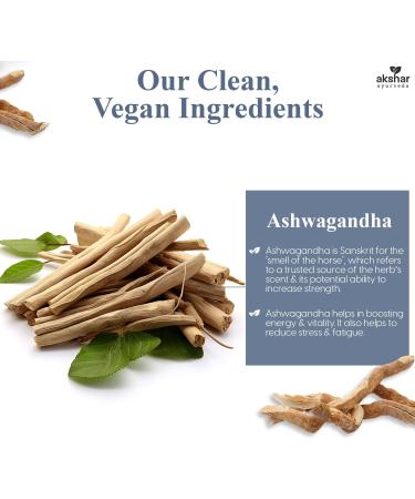 AKSHAR Ayurveda - Ashwagandha Capsules with Ashwagandha Root Extract and Powder - Adaptogenic Herbal Support - Vegan Cruelty-Free Ashwagandha Supplements (60 Count) - Buy Online on GoSupps.com