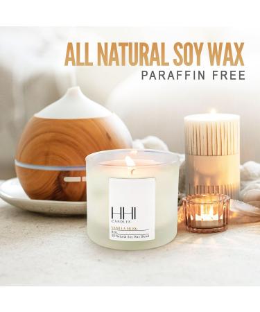 Vanilla Candle | Vanilla Musk Scented Soy Candle - Large 8 oz | Long Burn Time | HHI Candles - Buy Online on GoSupps.com