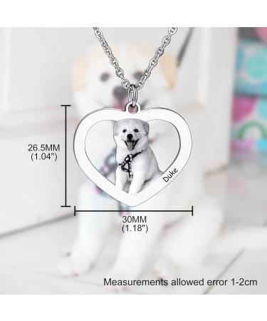 Personalized Photo Necklace - Custom Stainless Steel Cat & Dog Pet Jewelry | Black & White Heart | Unique Gifts for Animal Lovers - Buy Online on GoSupps.com