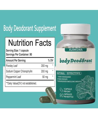 Body Deodorizing Supplement Body Deodorizer Capsules Chlorophyll Body Deodorant Supplement 90 Capsules/Bottle (2PCS) - Buy Online on GoSupps.com