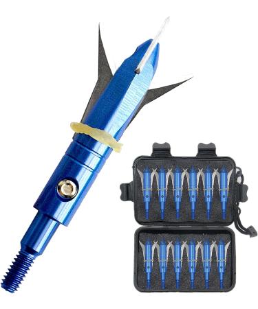 e5e10 12pcs Hunting Broadheads 100 Grain Archery Steel Broadheads + Black Case - Blue | Arrowheads Set - Buy Online on GoSupps.com