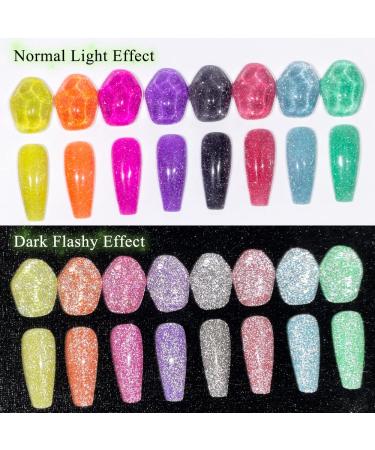 MIZHSE Neon Reflective Glitter Gel Polish Set - Sparkly Diamond Shimmer - Soak Off UV LED - Home & Salon Manicure - Buy Online on GoSupps.com