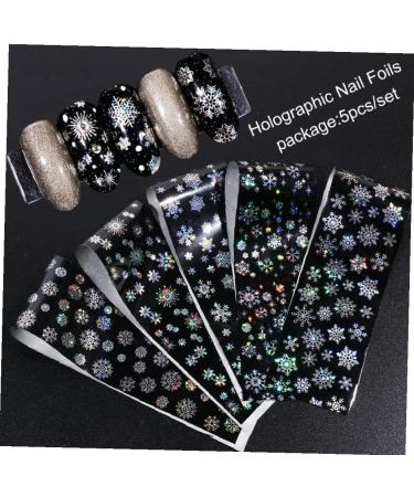 5pcs Christmas Nails Foils Stickers Snowflake Starry Paper Stripe Sliders for Nail Art Decor Full Wraps Foil Set - Buy Online on GoSupps.com