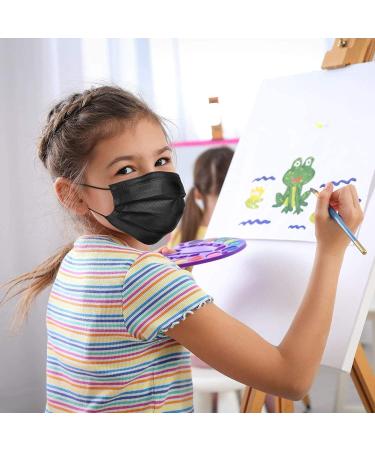100 Pack Kids Black Disposable Face Masks - 3 Ply Individually Wrapped Non-Woven Masks for Boys and Girls - Buy Online on GoSupps.com