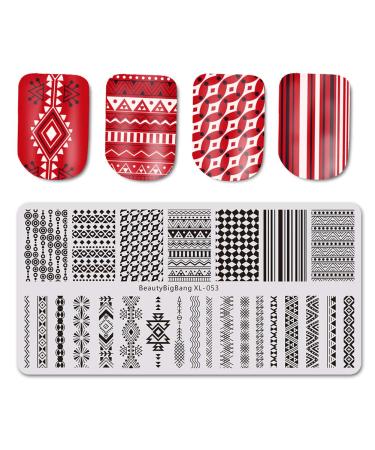 BEAUTYBIGBANG 4Pcs Geometric Nail Stamping Plate Set - Plaids, Stripes, and Shapes Nail Art Design Kit - Buy Online on GoSupps.com