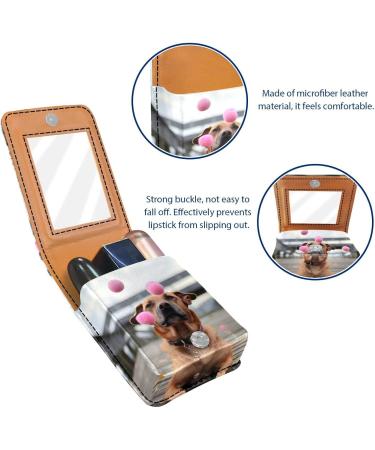 Travel Lipstick Organizer Case - Portable Makeup Bag with Mirror | Autumn Brown Dog Ball H024y2bamn - Shop Internationally - Buy Online on GoSupps.com
