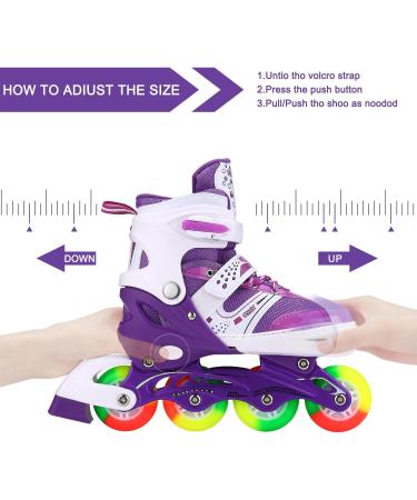 JIFAR Youth Children's Inline Skates - Adjustable with Light Up Wheels - Purple M (1Y-4Y / 8-16 years) - Indoor & Outdoor Skating - Buy Online on GoSupps.com
