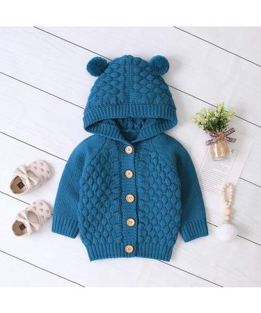 Puseky Baby Knit Sweater with Hooded Ears - 6-12 Months, Denim Blue - Buy Online on GoSupps.com