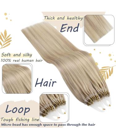 Ugeat Micro Loop Extensions - Real Hair Microring #18/613 55cm Ash Blonde & Bleach Blonde Highlights - 50g Premium Quality Hair Extensions - Buy Online on GoSupps.com