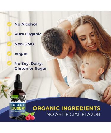 MaxImmunity Organic Elderberry Syrup - 30 Day Supply - Immune Support Liquid Drops - Sambucus Extract for Kids & Adults - Extra Strength (1 Pack) - Buy Online on GoSupps.com