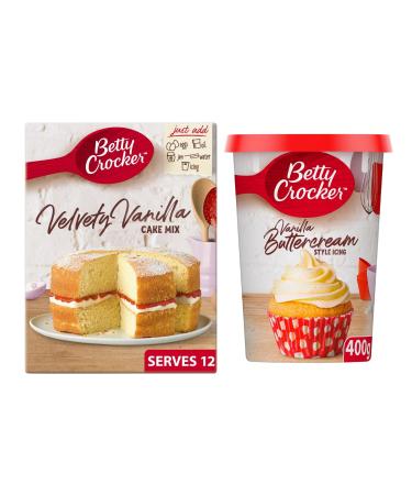Betty Crocker Velvety Vanilla Cake Mix 425g with Betty Crocker Vanilla Buttercream Style Icing 400g - Buy Online on GoSupps.com